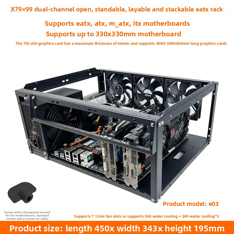 Stapelbare open frame pc-behui - Atx Case recensie en prijs